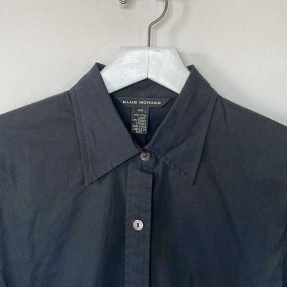 Club Monaco Vintage Black 3/4 Sleeve Button Down Shirt - Picture 2 of 6